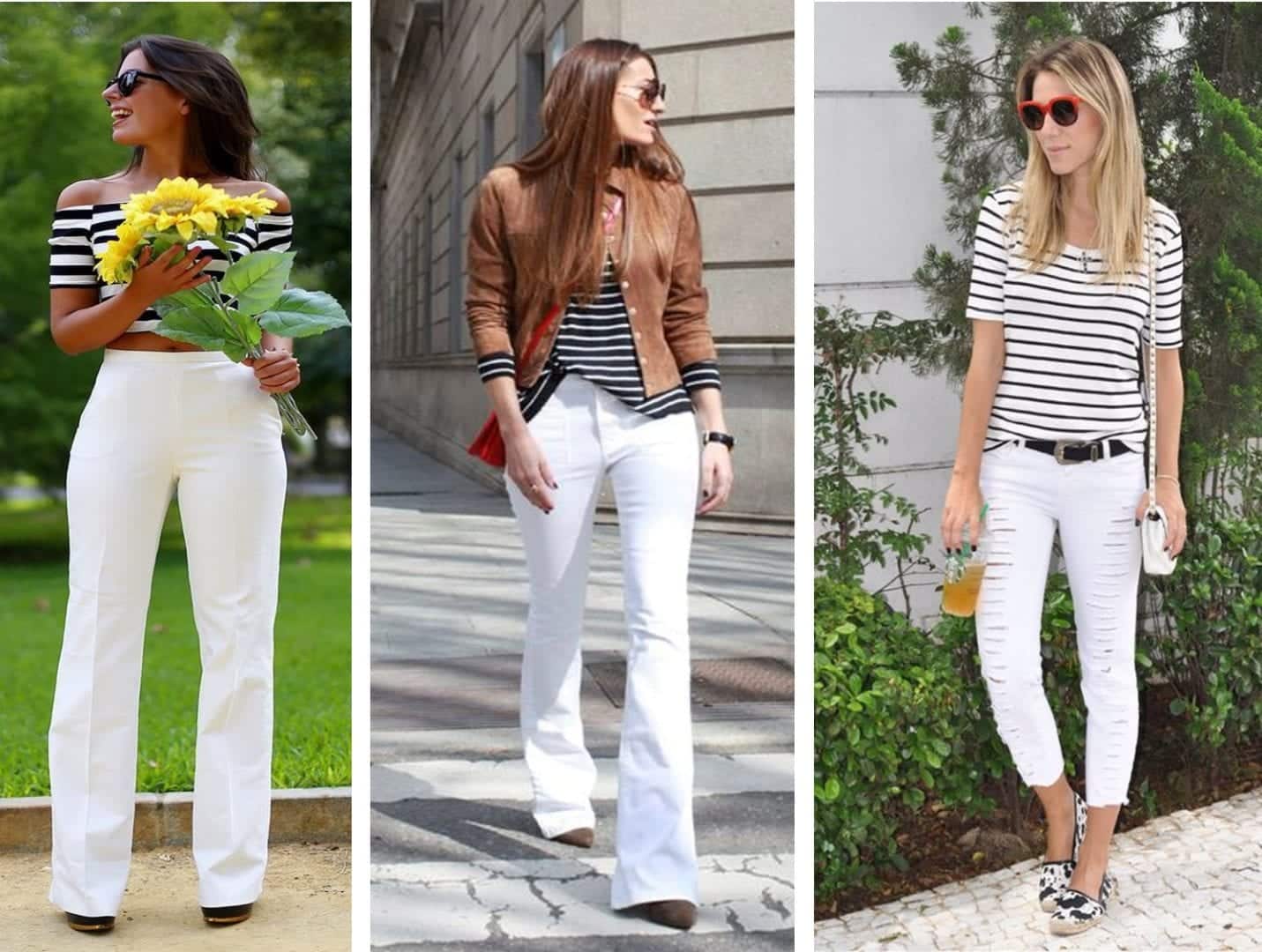 Look com calça branca- qual peça devo escolher para complementar?